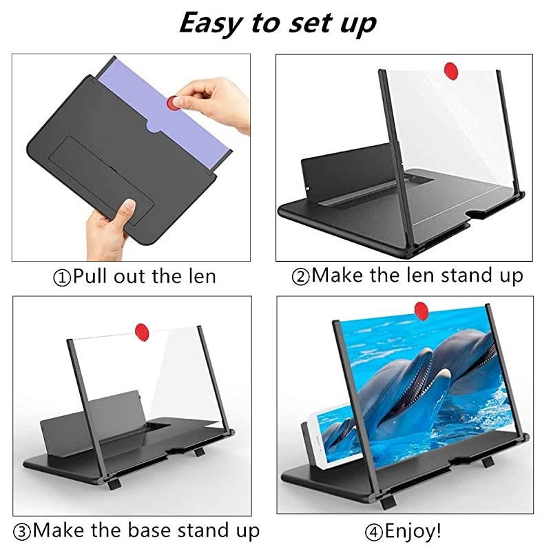 Screen Magnifier 12 Screen Magnifier for Cell Smart Screen Magnifier 3D HD Mobile Screen Magnifier for MoviesVideos Stand with Screen Amplifier for All s+Remote