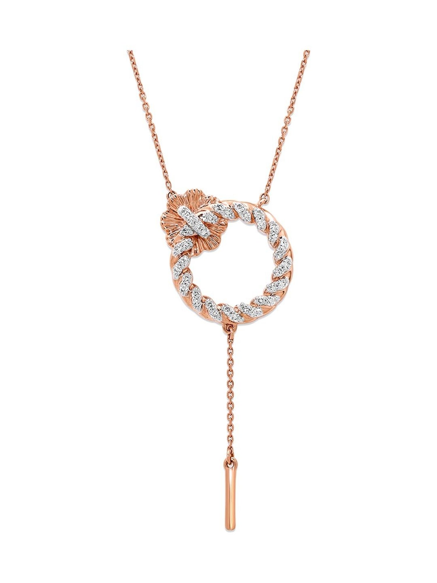 Mia by Tanishq Nature's Finest 14k Gold Orbiting Elegance Diamond Princess Necklace for Women