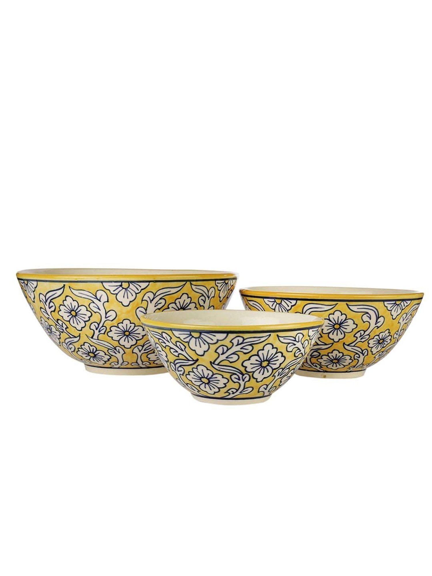 VarEesha Manohar Yellow Ceramic Serving Bowl - Set of 3
