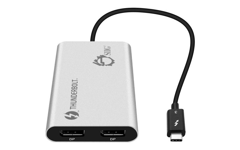 SIIG Thunderbolt V3 (USB-C) to Dual DisplayPort Adapter - DP, 1.2 4K@60Hz - 10.60" DisplayPort/USB A/V Cable for Monitor, Audio/Video Device, Notebook