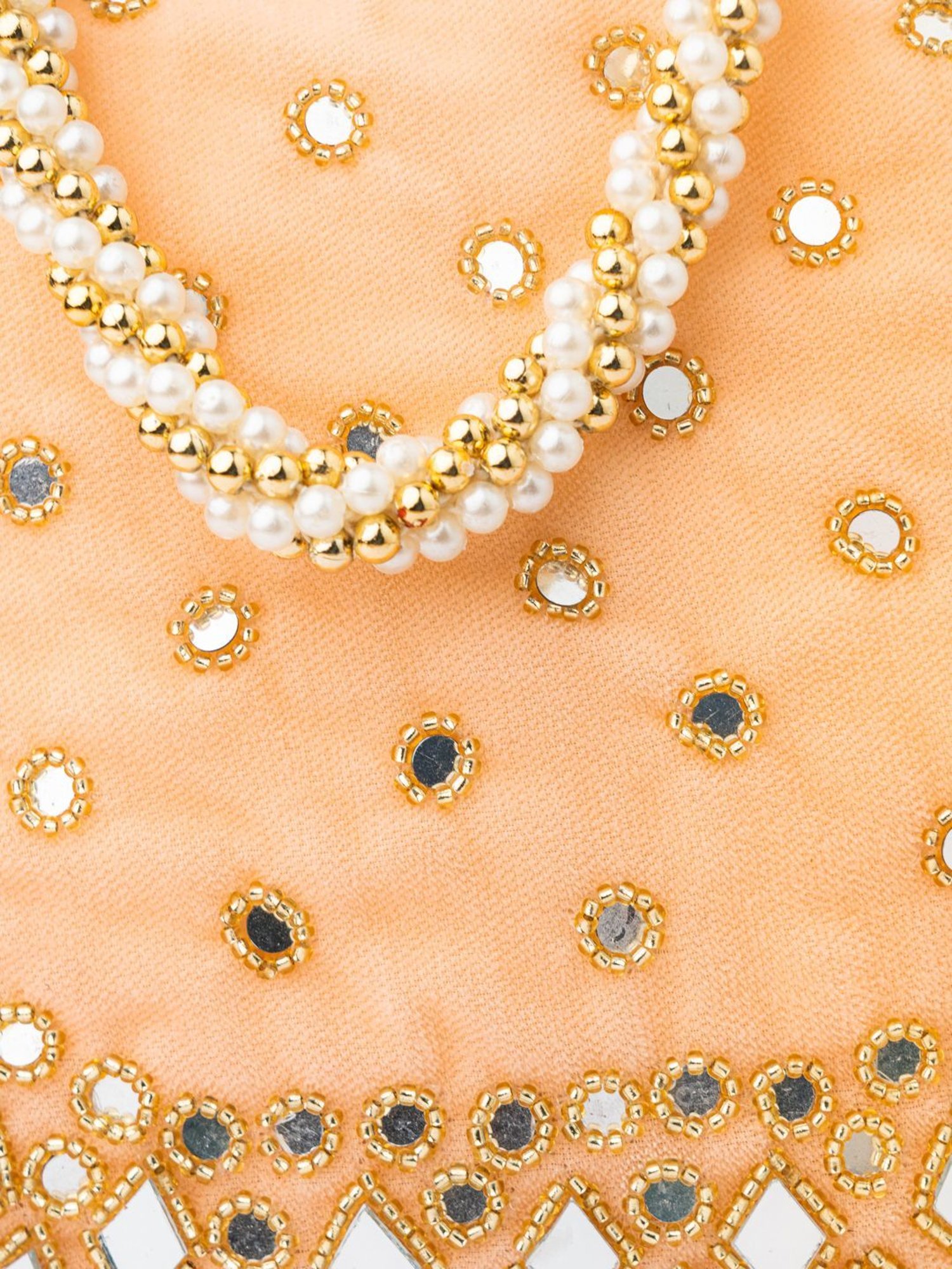 NR by Nidhi Rathi Peach Embellished Potli