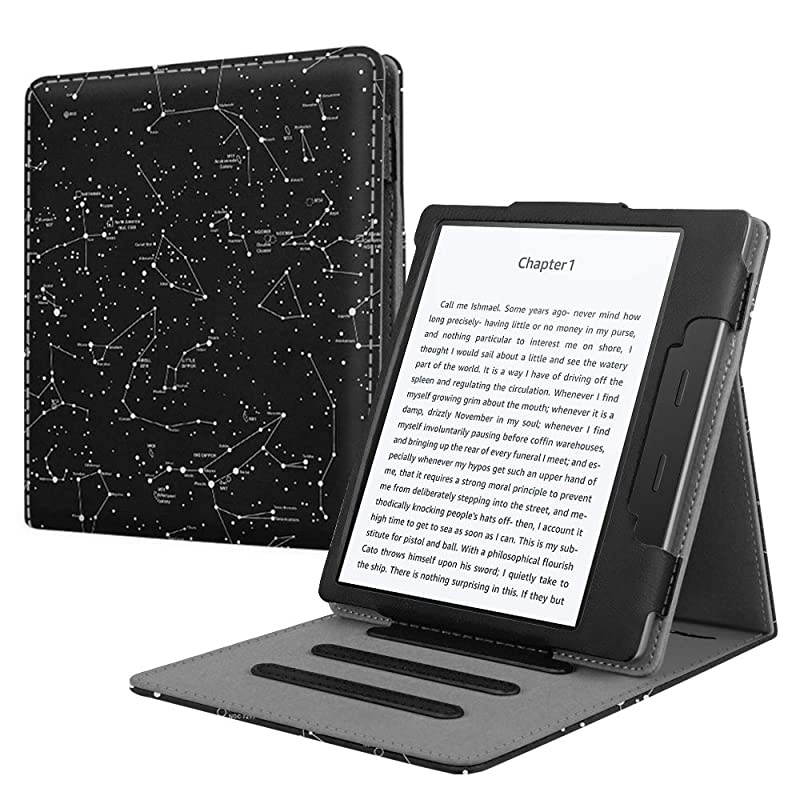 Flip Case for Kindle Oasis (10th and 9th Gen, 2019 & 2017 Release) - Multi Angle Hands Free Viewing Stand Cover (Auto Wake Sleep Function for 2017 Version Only, Not for 2019 Version), Black