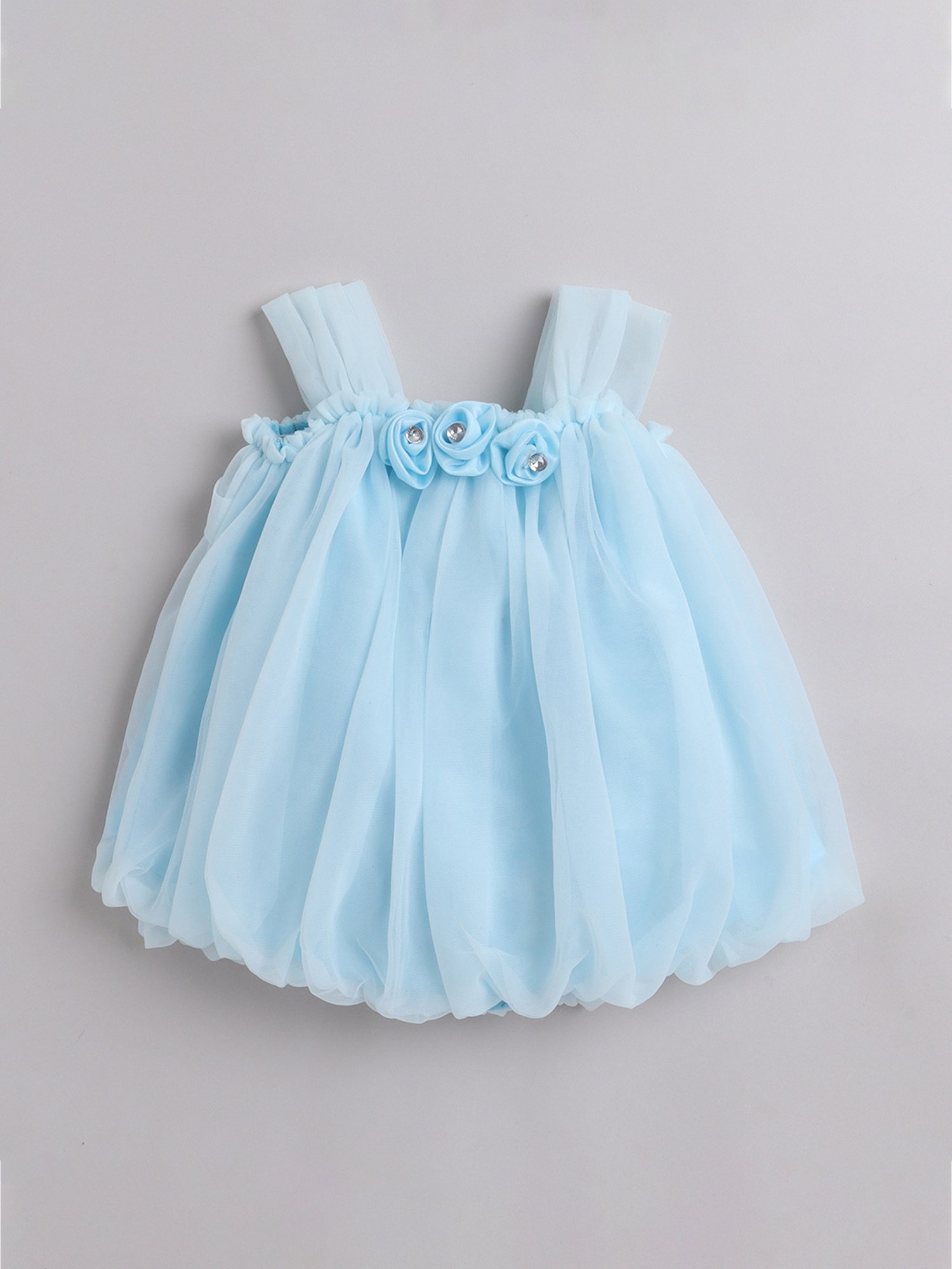 Many Frocks Kids Blue Solid Dress