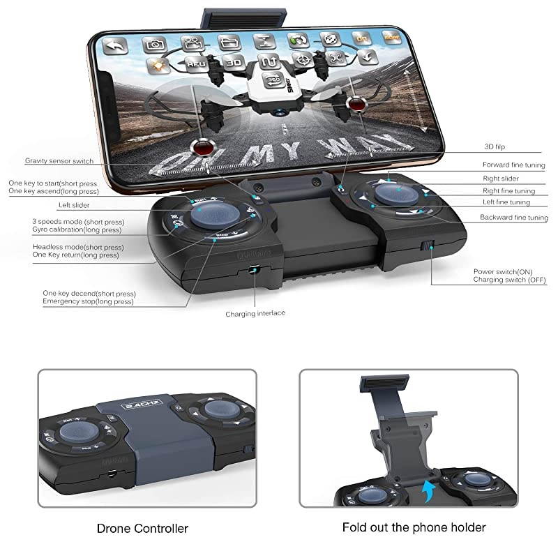 X300C 8816 Mini Drone with Camera WiFi HD FPV Foldable RC Quadcopter Rtf 4CH 2.4Ghz Remote Control Headless [Altitude Hold] Super Easy Fly for Training - Yellow