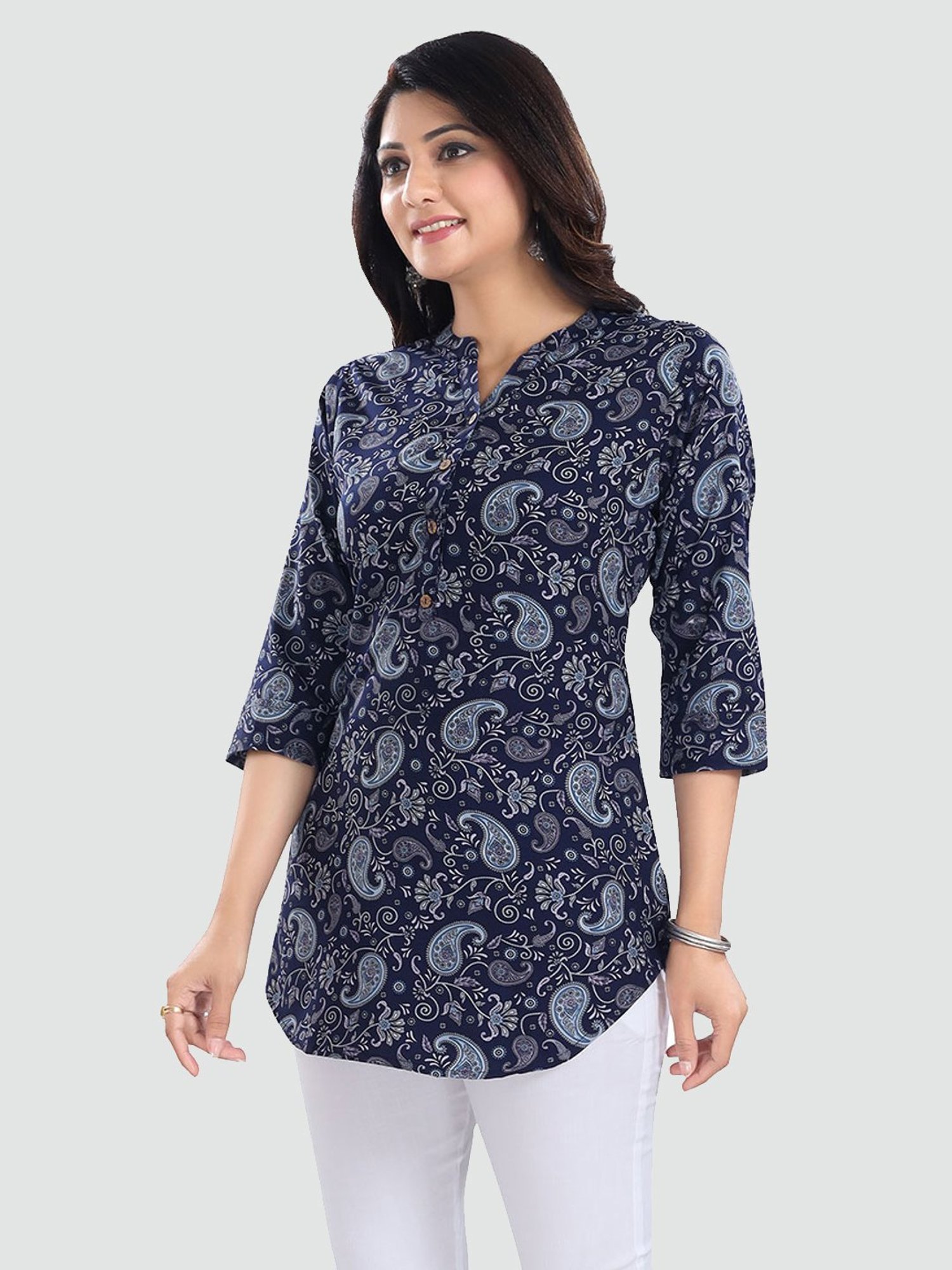 Saree Swarg Blue Printed Tunic