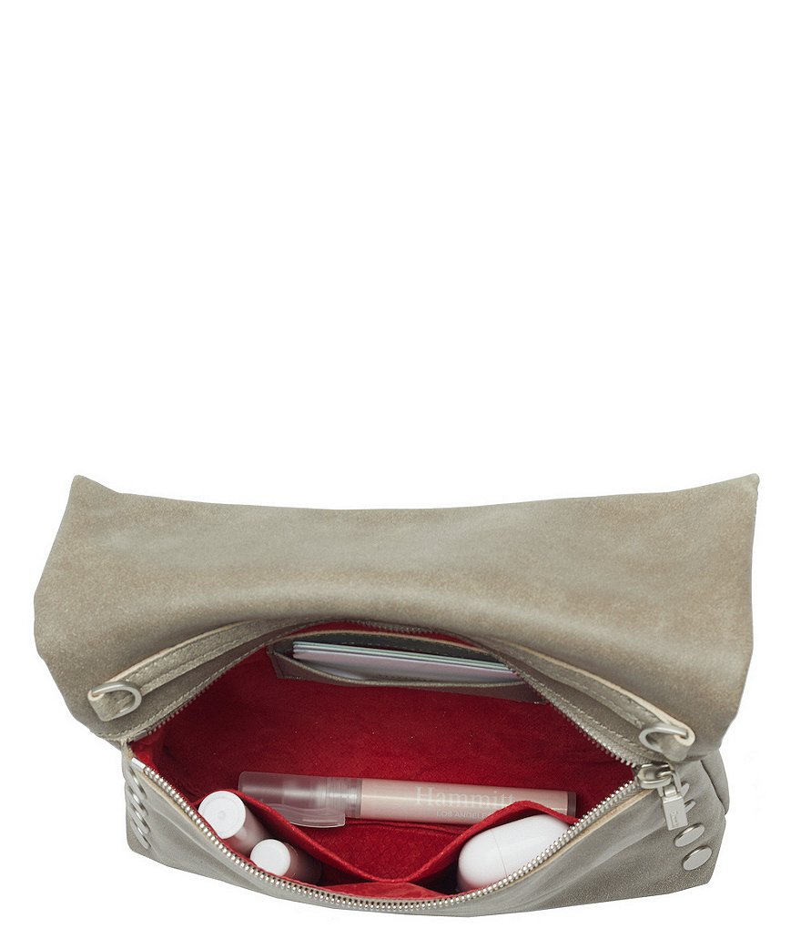 Hammitt VIP Studded Leather Fold-Over Zip Flap Medium Crossbody Bag