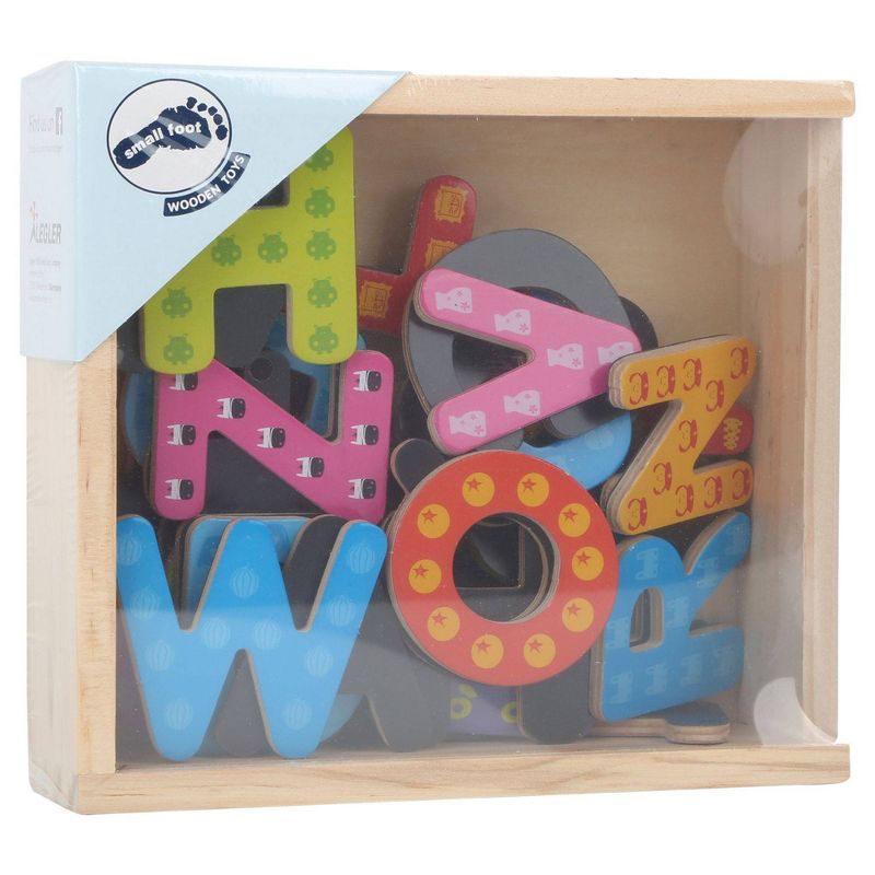 Small Foot Wooden Toys Colorful Wooden Magnetic Letters In Travel Box