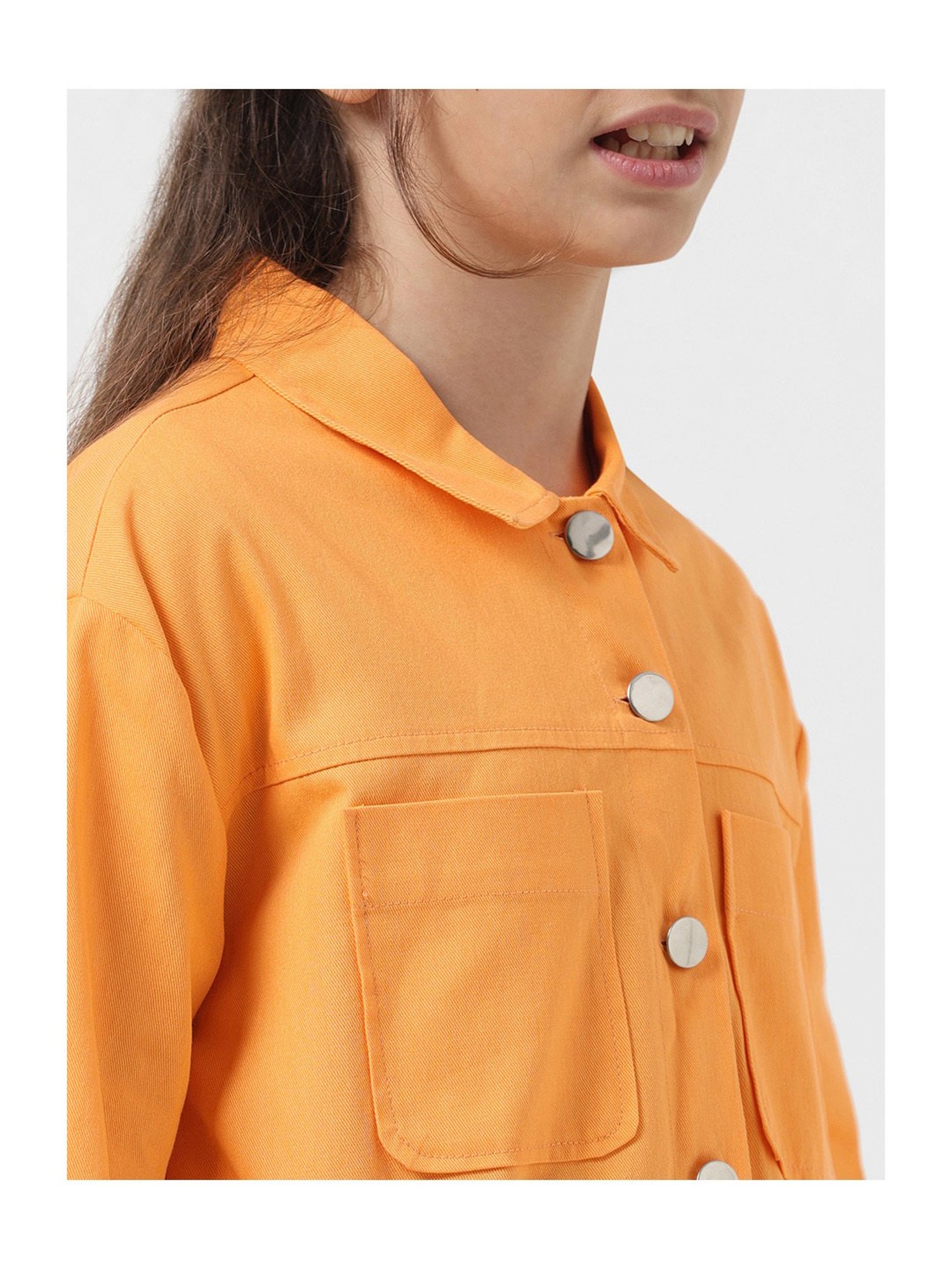 VERO MODA GIRL Orange Solid Full Sleeves Shirt Top