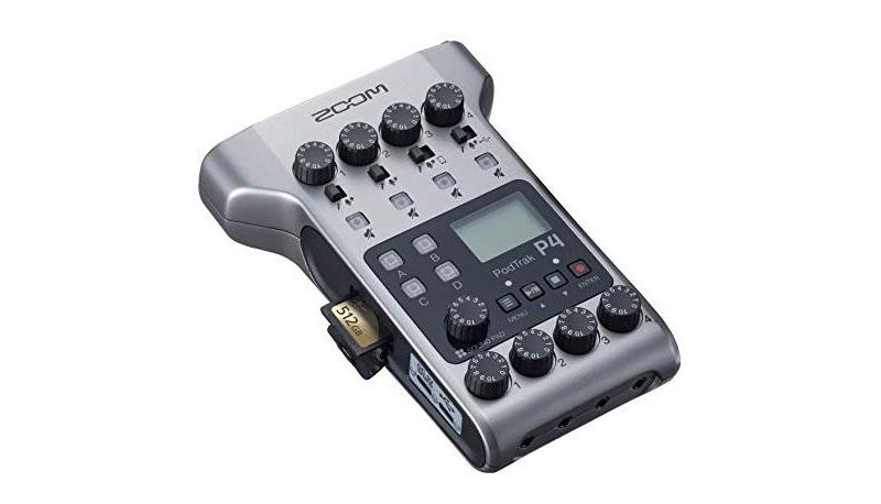 Zoom PodTrak P4 Podcast Recorder, Battery Powered, 4 Microphone Inputs, 4 Headphone Outputs, Phone Input, Sound Pads, Record to SD card, Audio Interface Mode