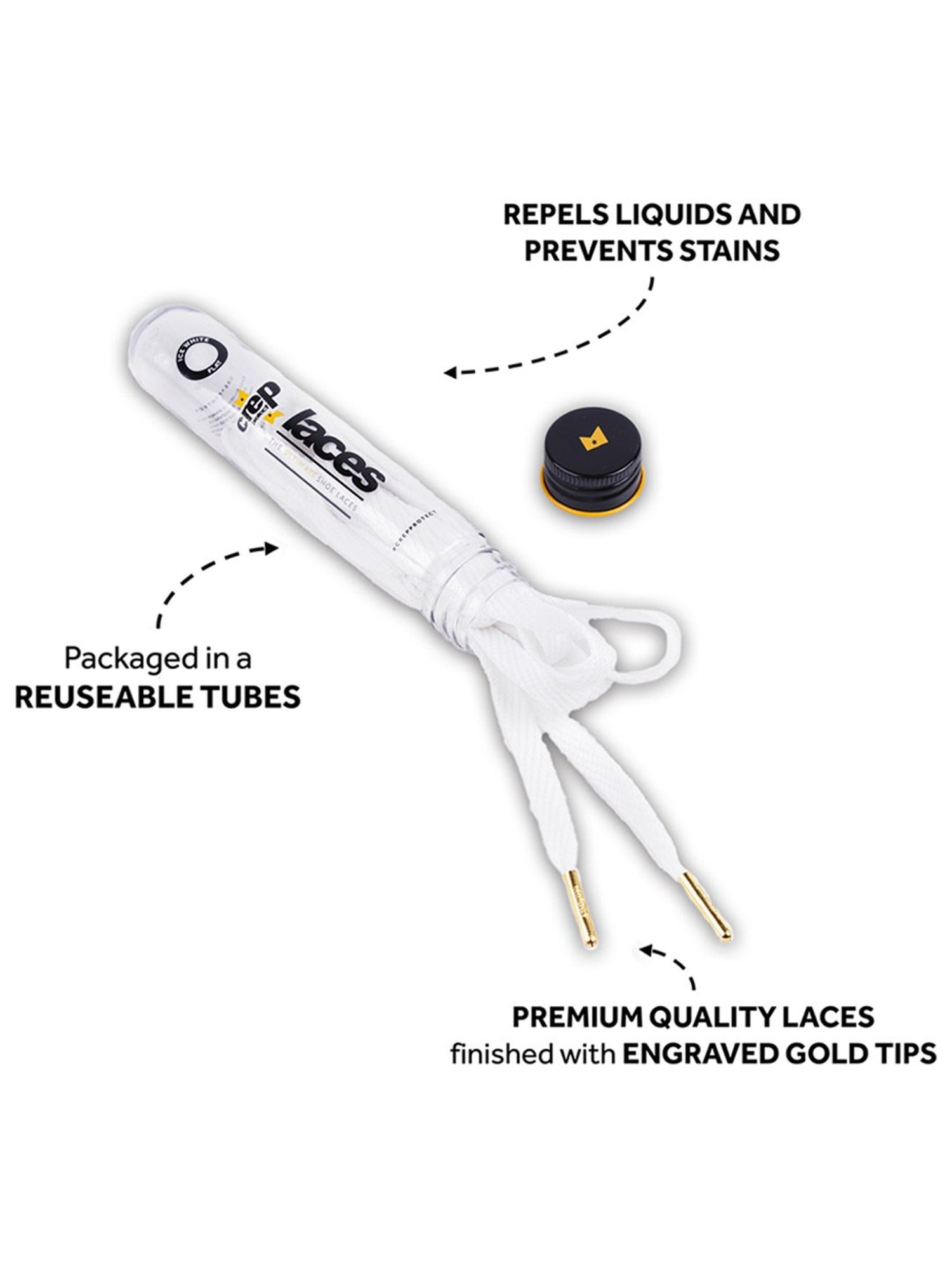 Crep Protect 135cm Flat Mens Laces (White)