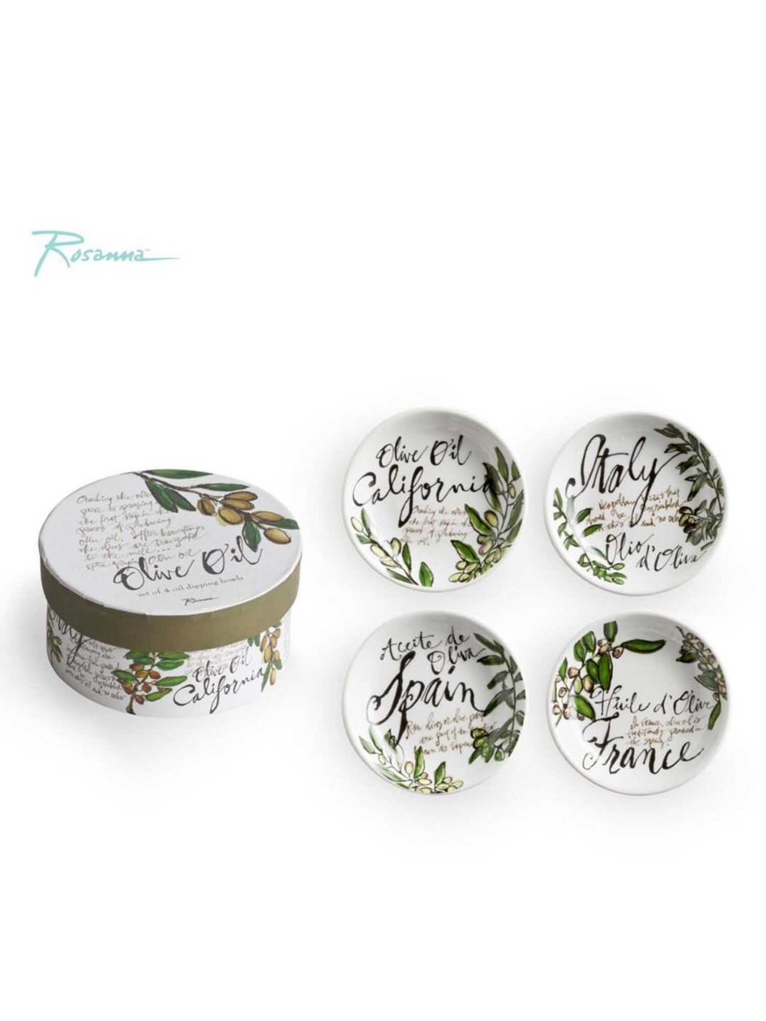 Rosanna 4-Piece Multi Medium Printed Olive Oil Dipping Dish Set
