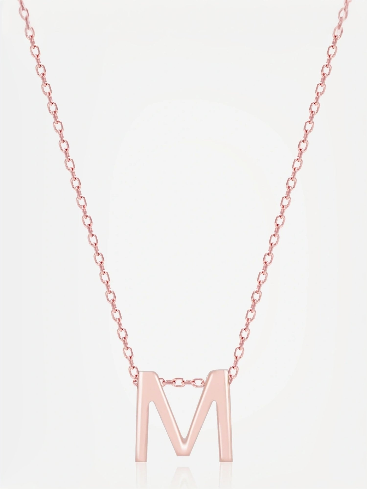 Touch925 Sterling Silver Majestic M Initial Rose Gold Chain Pendant