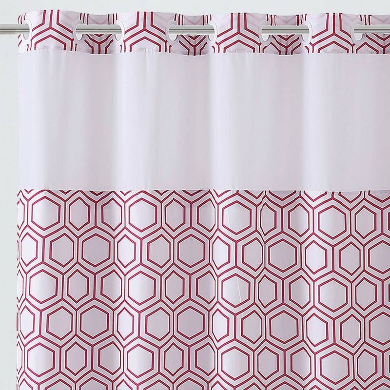 Metro Hex Shower Curtain with PEVA Liner Red - Hookless