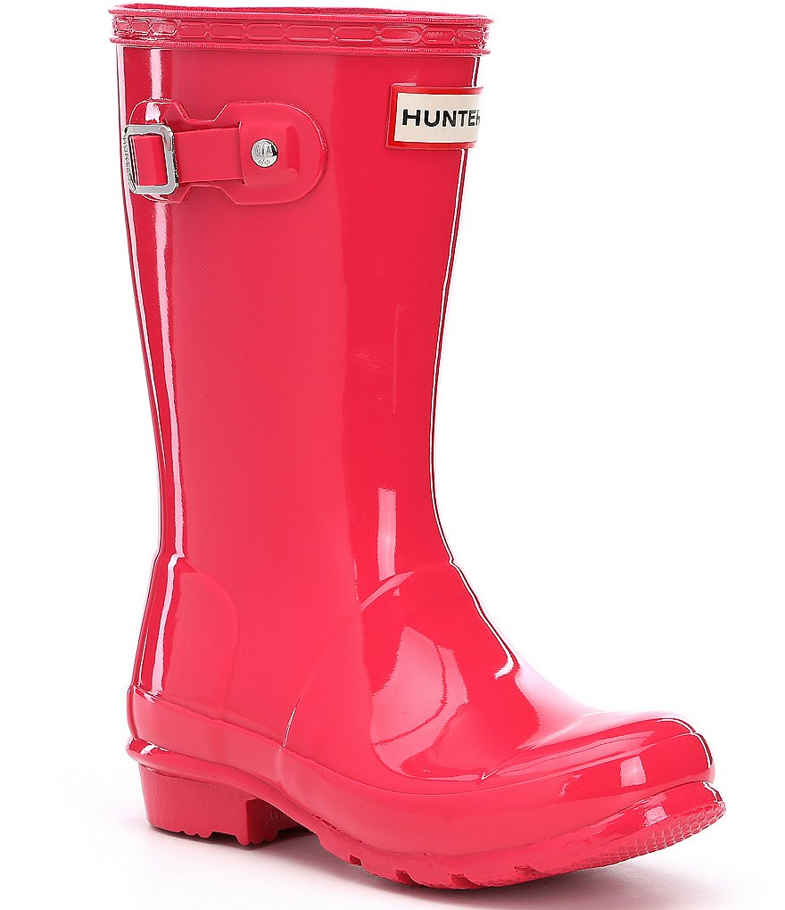 Hunter Kids' Original Gloss Waterproof Buckle Strap Rain Boots (Youth)