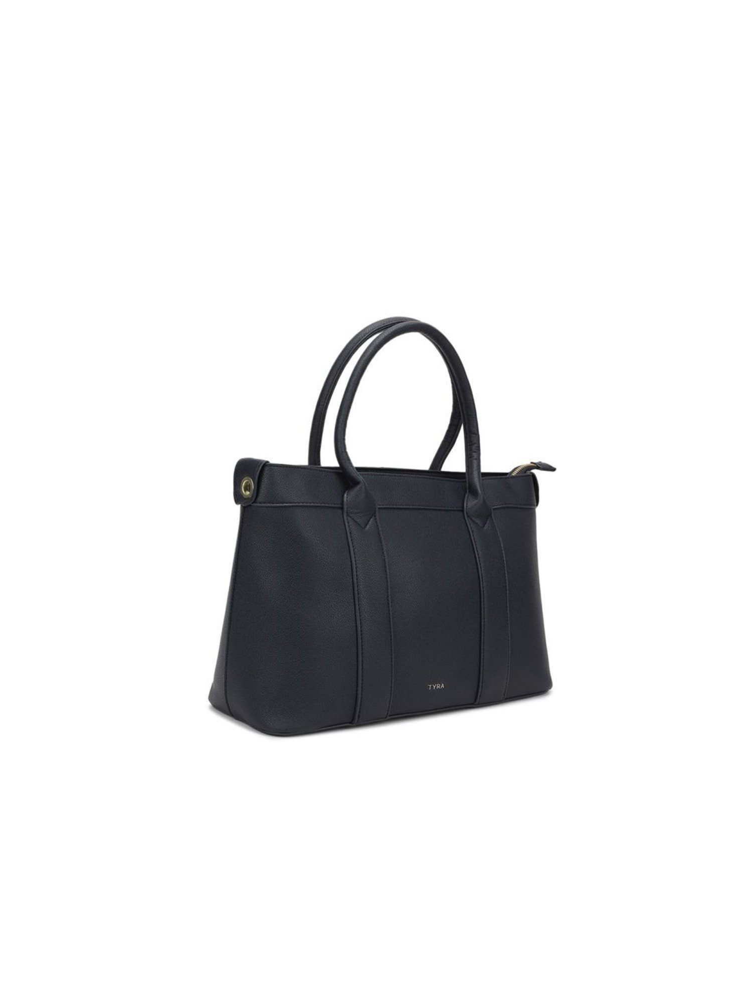 Tyra Lina Navy Solid Faux Leather Tote Handbag