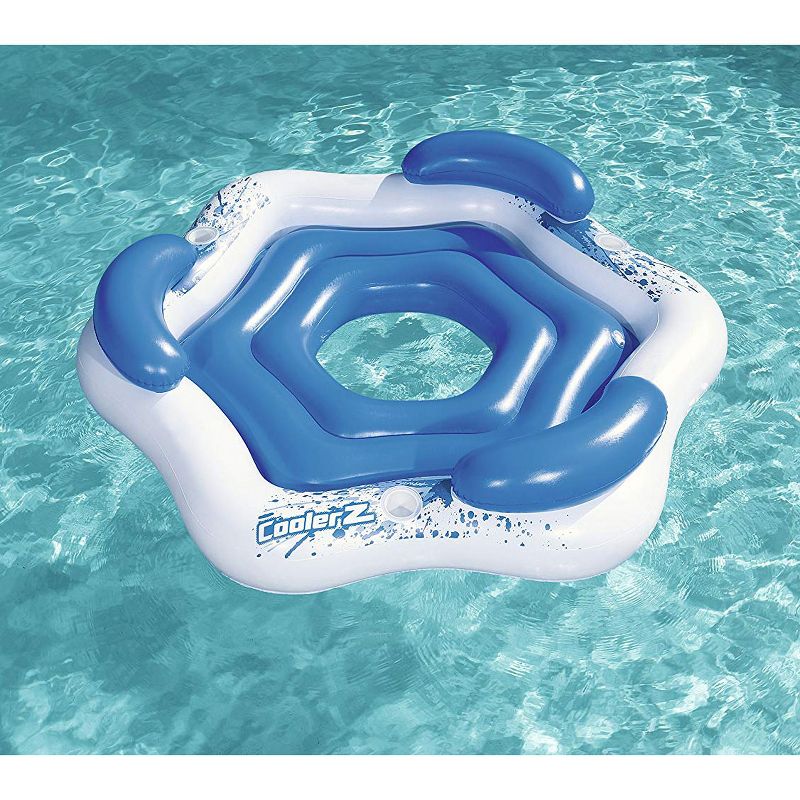 Bestway 3-Person Floating Water Island Lounge Raft + AC Electric Air Pump