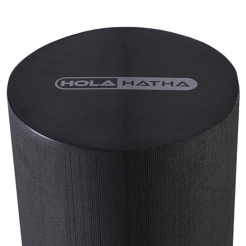 HolaHatha Portable Solid High Density EVA Foam Roller for Deep Tissue Back Massage, Calf Therapy, Glute Massaging, Back Pain, and Leg Recovery, Black