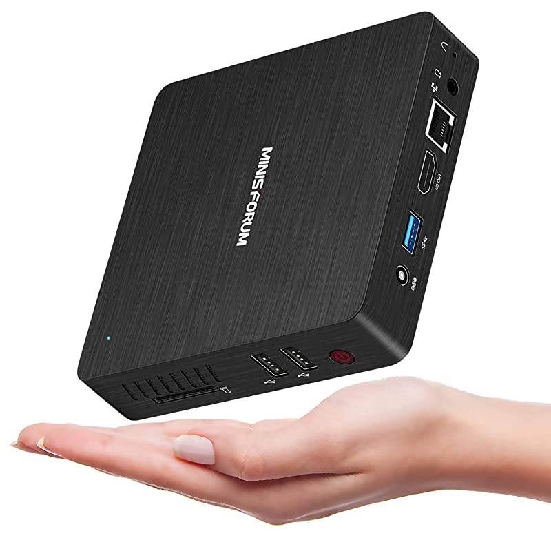 Mini PC Fanless Computer Windows 10 Pro Intel Atom Quad Core x5-Z8350 4GB DDR/64GB eMMC HDMI and VGA Port 2.4/5.8G WiFi BT4.2 USB 3.0 Mounting Bracket Auto Power On