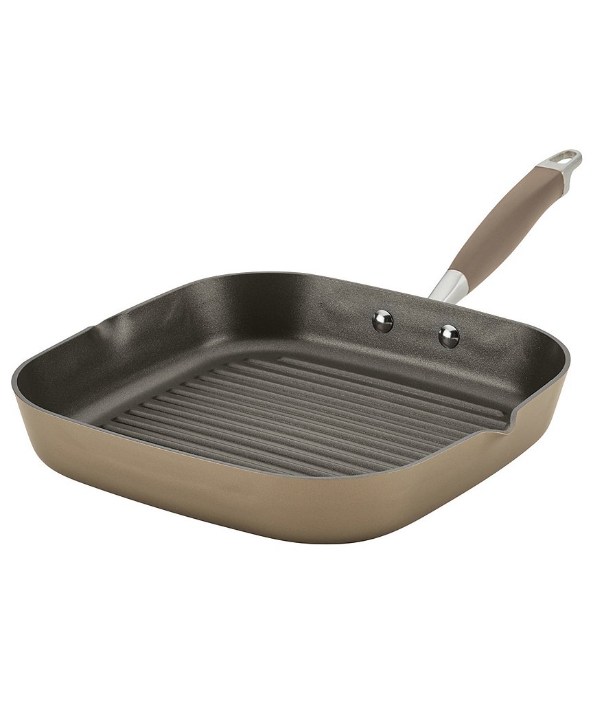 Anolon Advanced Home Hard Anodized Nonstick Bronze 11#double; Deep Square Grill Pan with Pour Spout