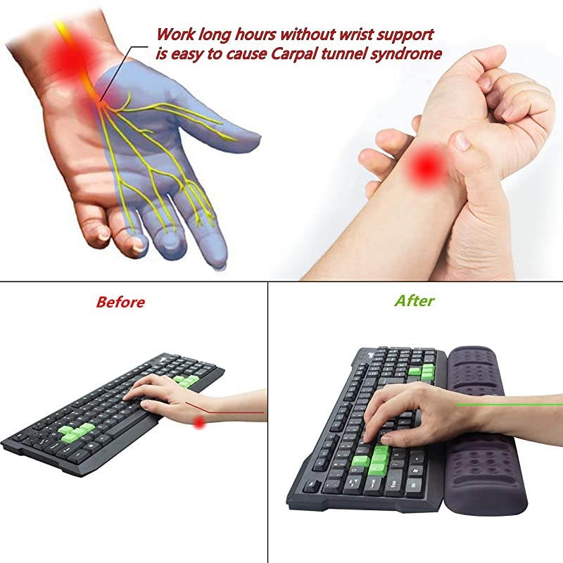Upgraded Ergonomic Keyboard Wrist Rest Support Cushion Pad Comfy Soft Memory Foam Gel Padding NonSlip Large Keyboard Wrist Hand Elbow Palm Support Pad Black Keyboard Wrist Rest