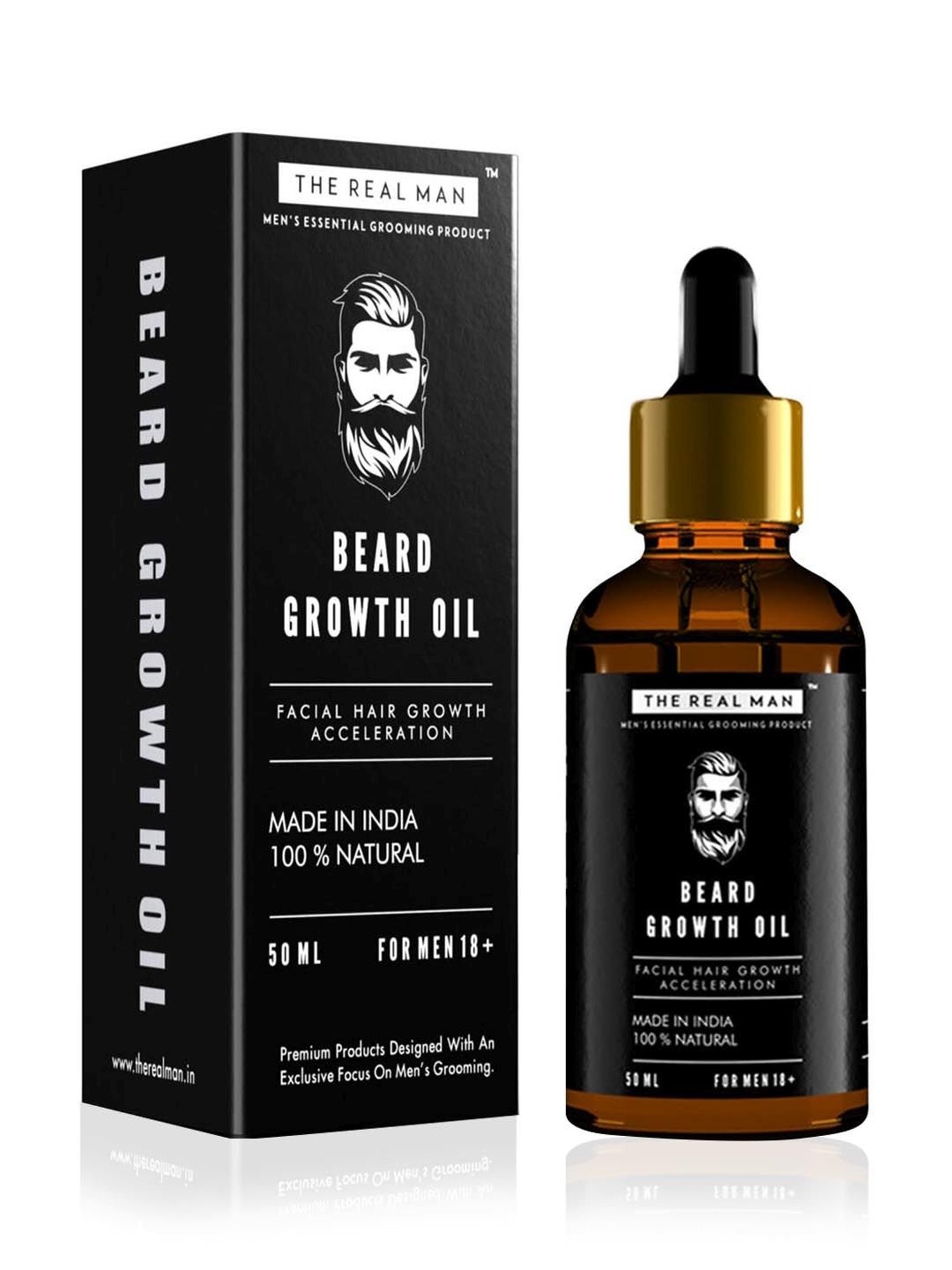 THE REAL MAN Beard Growth Oil 100 Percent Organic Beard & Moustache Hair Growth Oil - 50 ml