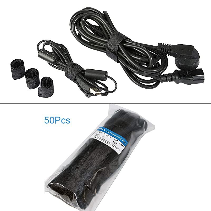 50 PCS Reusable Fastening Cable Ties, Microfiber Cloth 6-Inch Hook and Loop Cord Ties for Tablet Laptop PC TV Home Office Electronics Wire -5 Colors