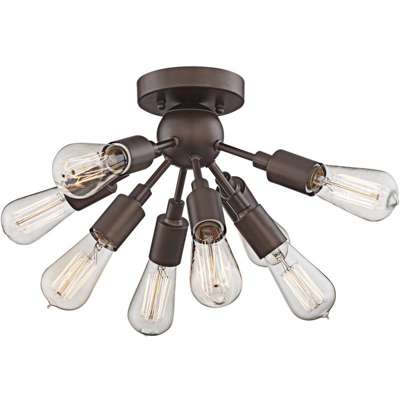 Possini Euro Design Modern Ceiling Light Semi Flush Mount Fixture LED Oiled Bronze 20 3/4" Wide Sputnik Style for Bedroom Kitchen