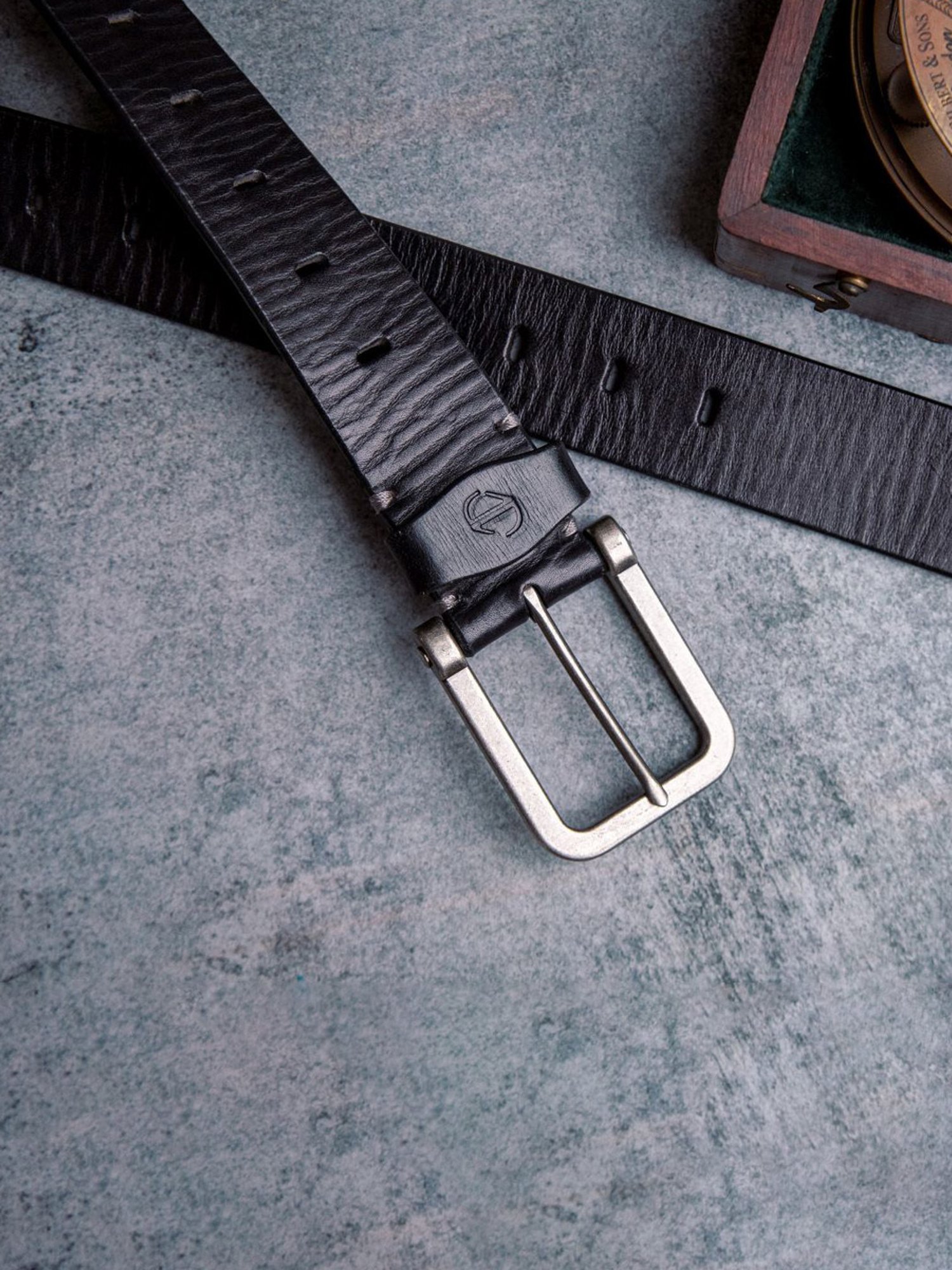 James Aston Alarico Elite Black Leather Solid Waist Belt