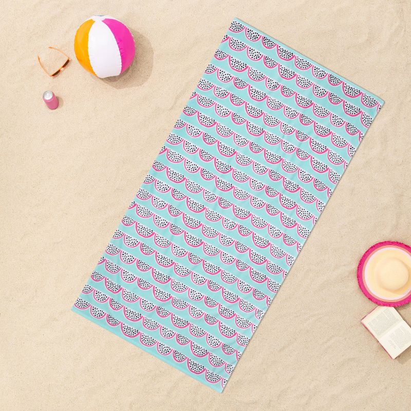 Dragon Fruit Printed Beach Towel Aqua - Sun Squad™