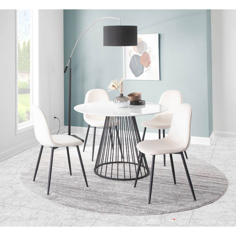 Marble Milan Contemporary Floor Lamp with Linen Shade Black (Includes LED Light Bulb) - LumiSource