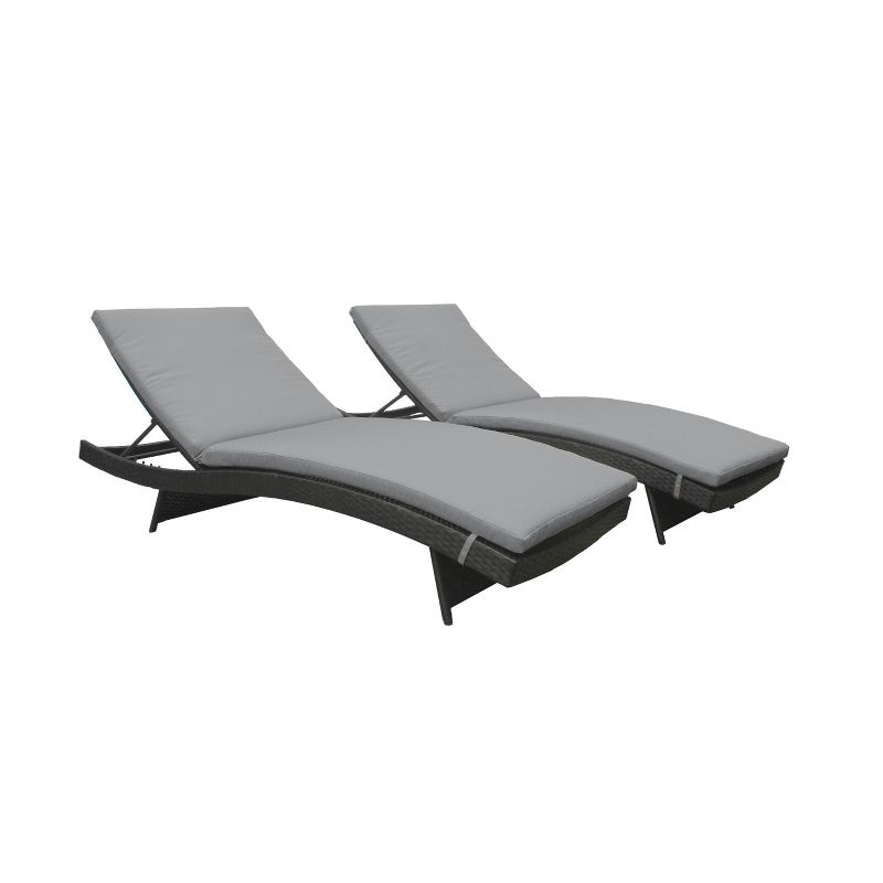 Bali 2pk Patio Chaise Lounges with Cushions - Gray - TK Classics