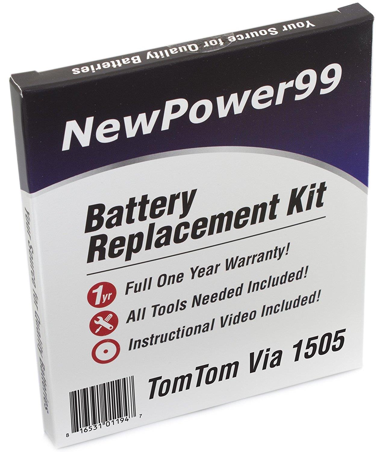TomTom Via 1505 Battery Replacement Kit with Installation Video, Tools, and Extended Life Battery.