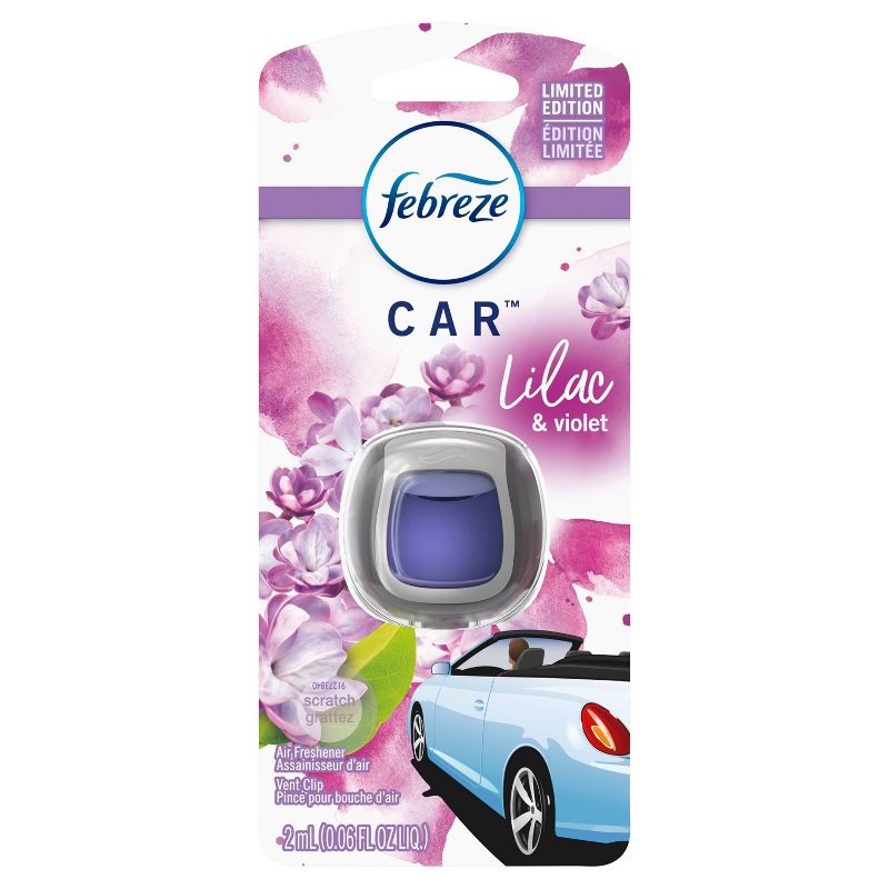 Febreze Car Odor-Eliminating Air Freshener Vent Clip - Lilac & Violet - 1ct