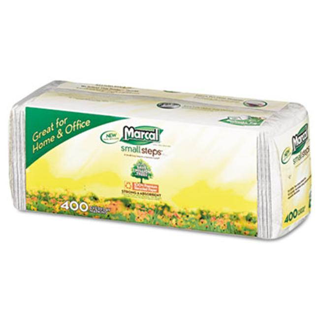 Marcal Small Steps 6506-PK Lunch Napkins, One-Ply, 12-1/2 x 11-2/5, White, 400/Pack