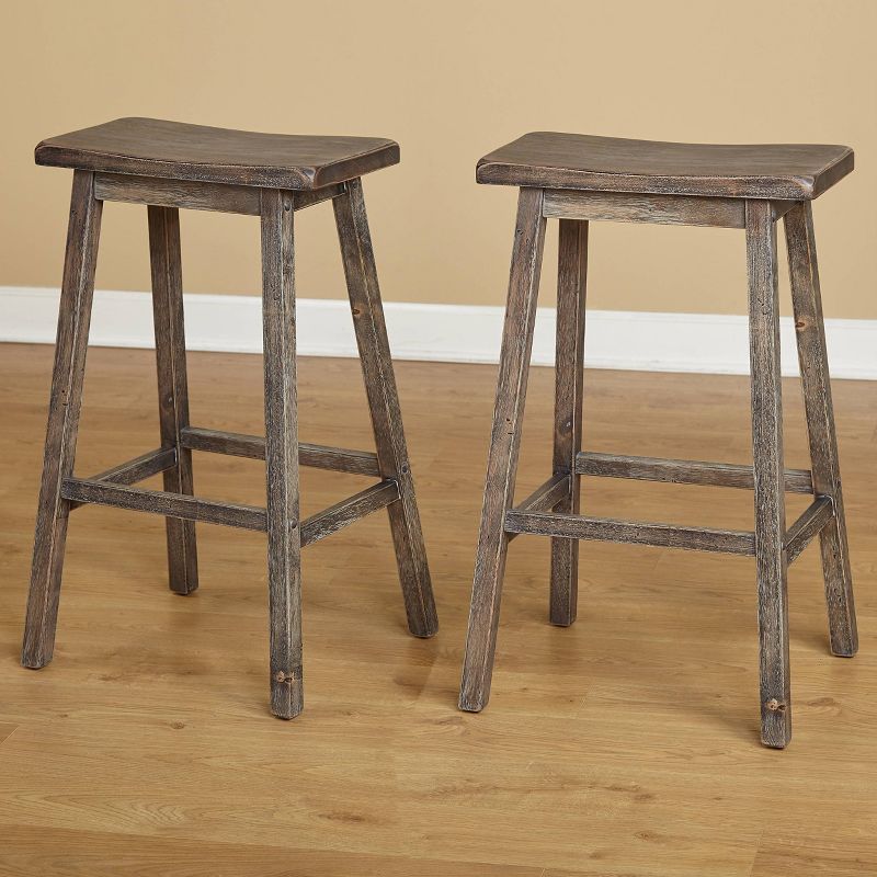 Set of 2 30" Marney Saddle Barstool Gray - Buylateral