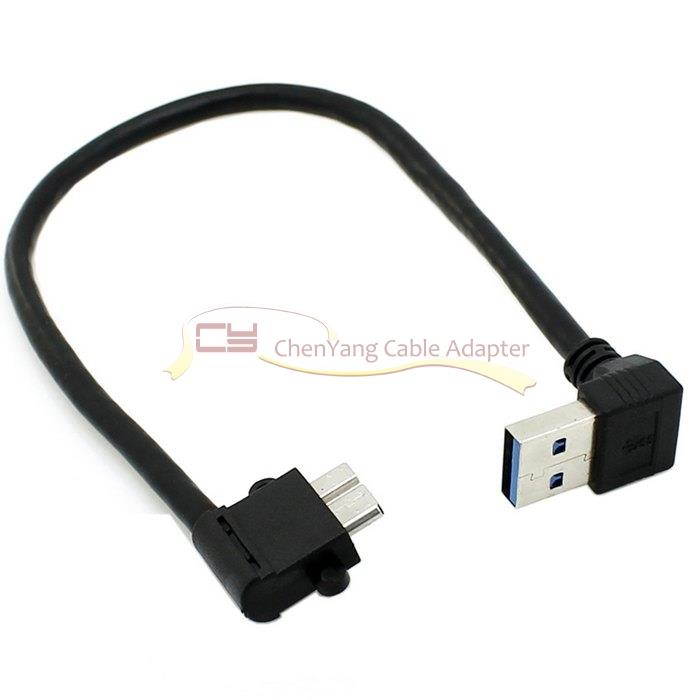 Up Angled 90 Degree USB 3.0 to Micro 10Pin Right Angled Cable 20cm for phone