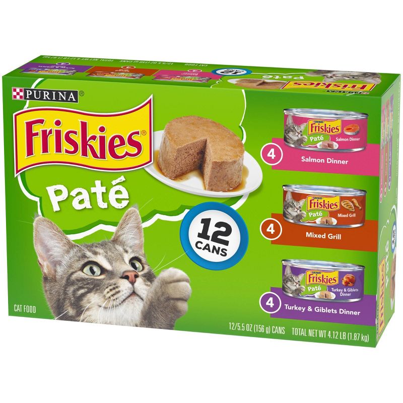 Purina Friskies Paté Salmon, Mixed Grill & Turkey Wet Cat Food - 5.5oz/12ct Variety Pack