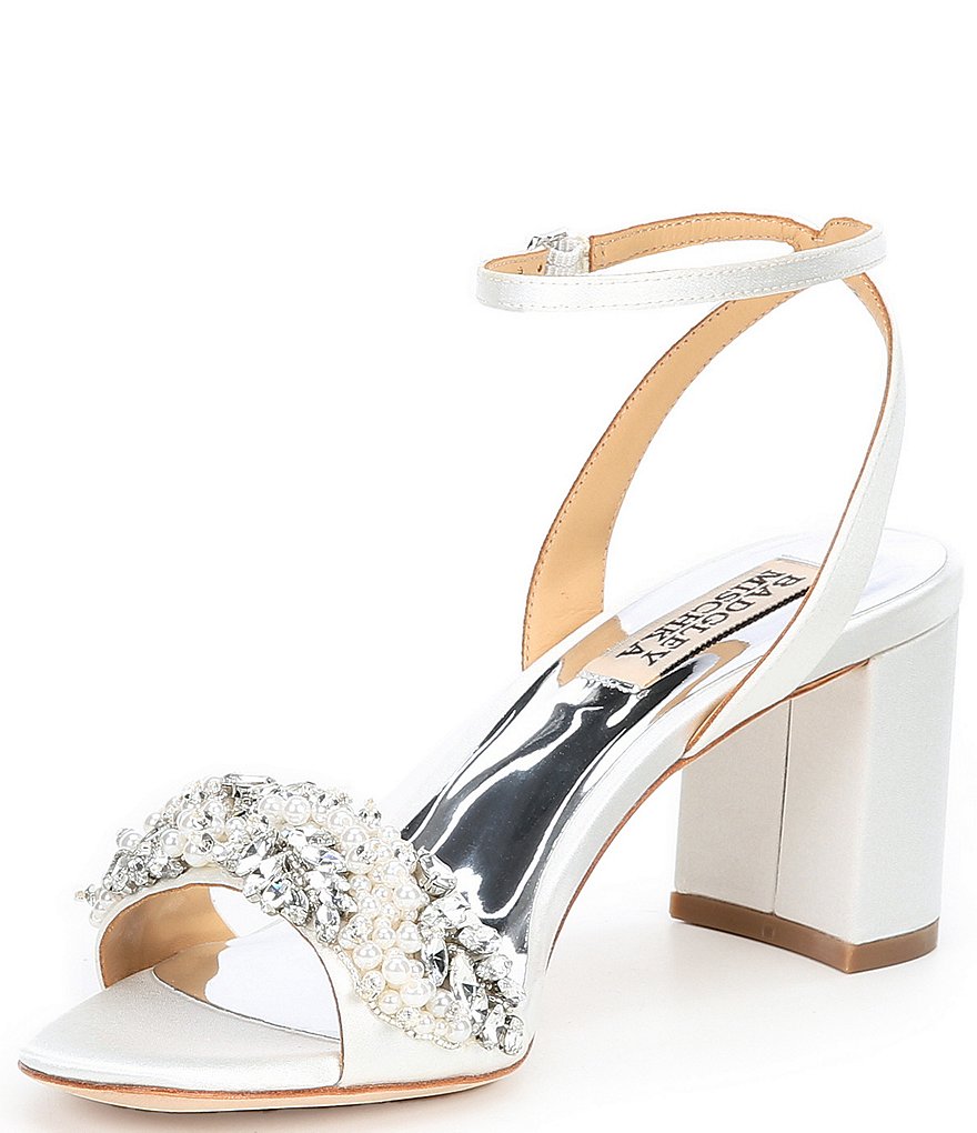 Badgley Mischka Clara Jewel Embellished Satin Dress Sandals