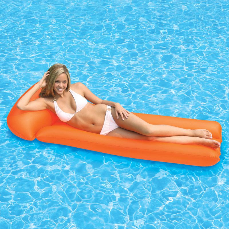 75" Neon Frost Inflatable Water 1-Person Swimming Pool Mattress Raft - Orange