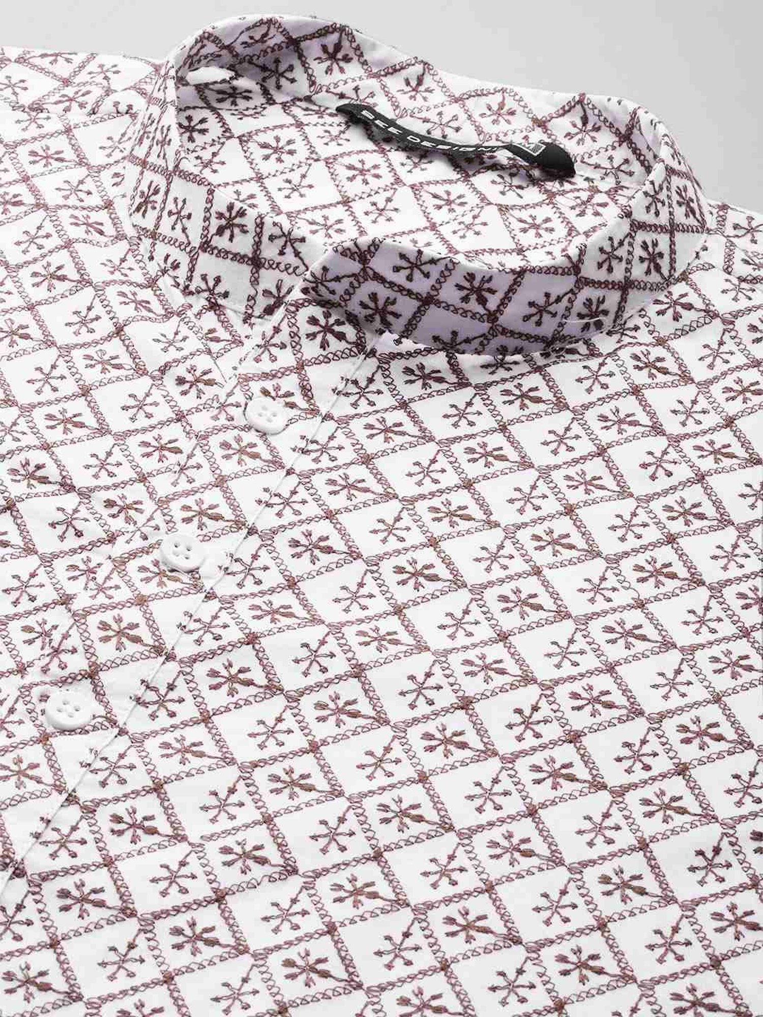 See Designs Off White Cotton Regular Fit Embroidered Kurta Bottom Set