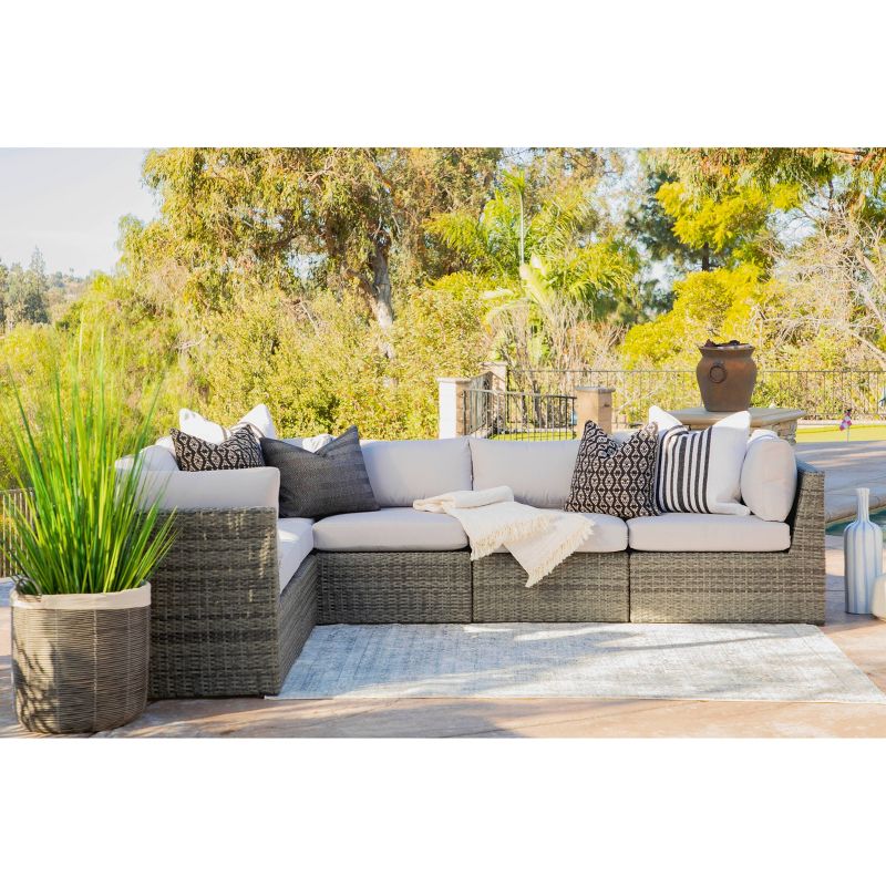 Santa Fe 6pc Outdoor Rattan Sectional Patio Set - Gray - Coaster