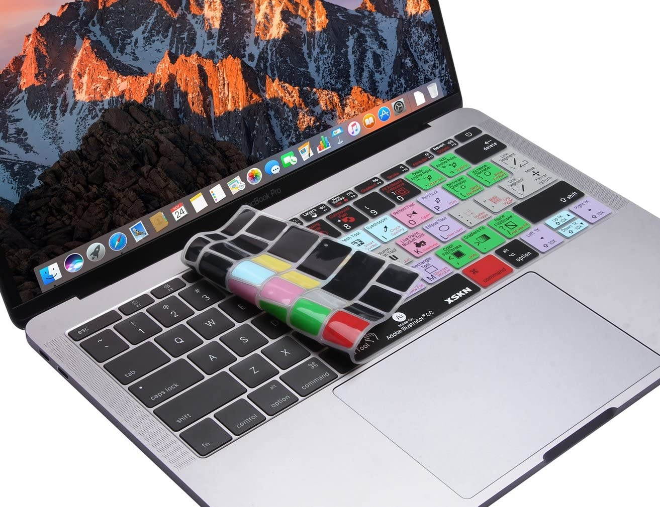 XSKN 2016 Shortcut Design Series Keyboard Skin Cover for New MacBook 12 (2015 Model A1534) and New MacBook Pro 13 (2016 Newest Version Model A1708, No Touch Bar), US&EU Version (Illustrator)
