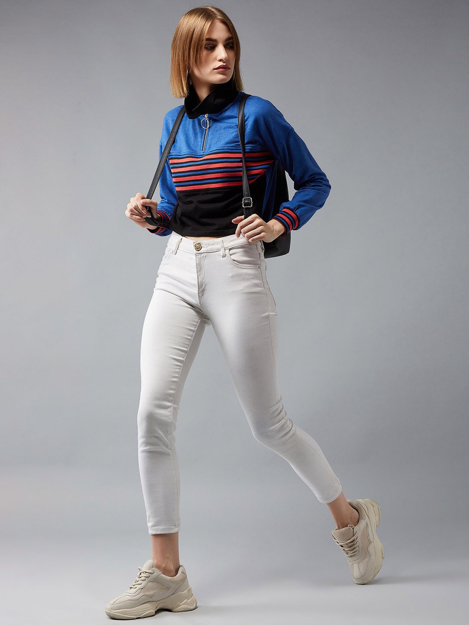 DOLCE CRUDO Multicolor Relaxed Fit Crop Sweatshirt