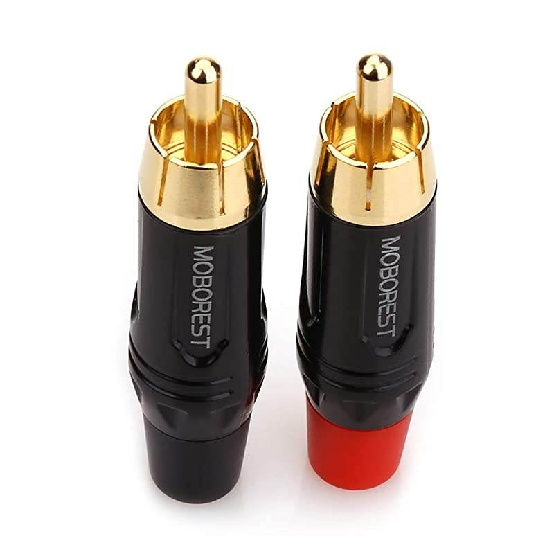 RCA Male Plug Adapter Audio Phono Gold Plated Solder 24K Gold Speaker Plugs RCA Jack Cable Connector Adapter(RCA Male-2pack)
