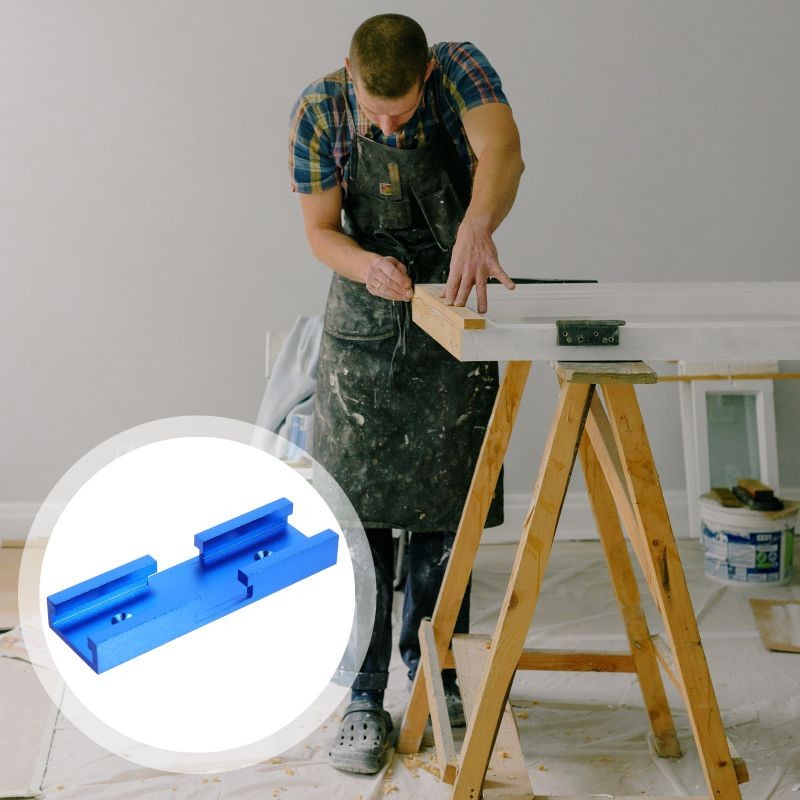 1Pc Rustproof Practical Convenient Durable Woodworking Accessory Woodworking Tool Woodworking Prop Sturdy Easy Saws Table Cross Connector Track Connector Miter Track Jig Fixture for Worker Home