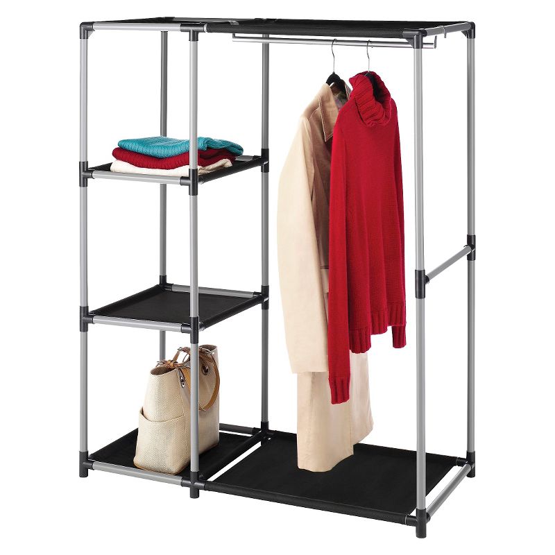 Whitmor Spacemaker Garment Rack And Shelves Black