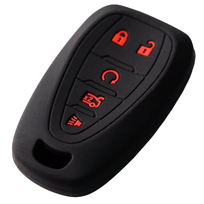 Chevrole 5 Buttons Silicone Key Fob Cover Protector Holder Skin Jacket Remote Case for 2016 2017 2018 Malibu Camaro Cruze Black
