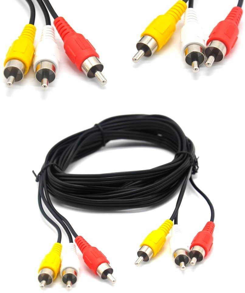 Padarsey RCA 5FT Audio/Video Composite Cable DVD/VCR/SAT Yellow/White/red connectors 3 Male to 3 Male