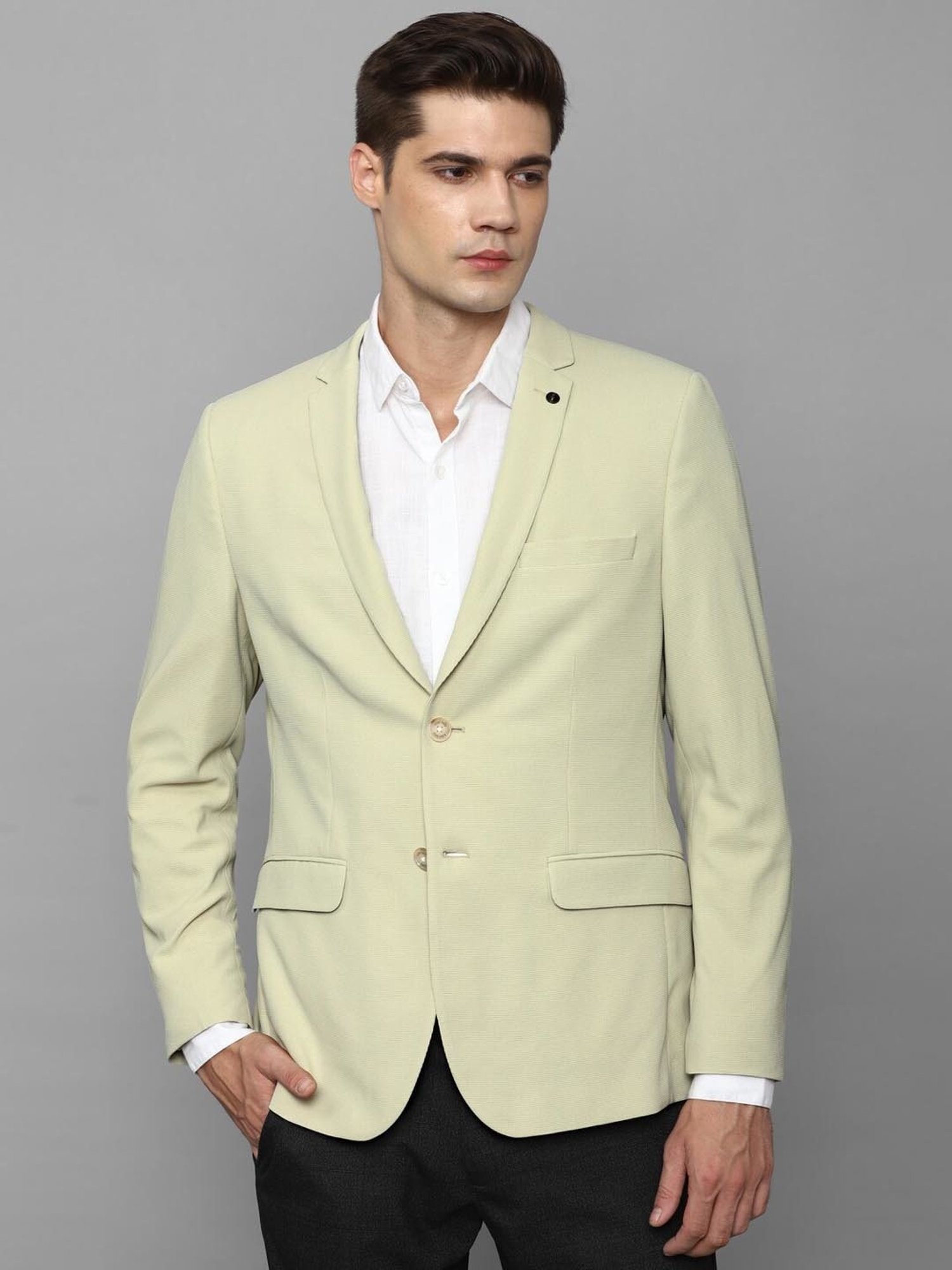 Allen Solly Cream Slim Fit Blazer