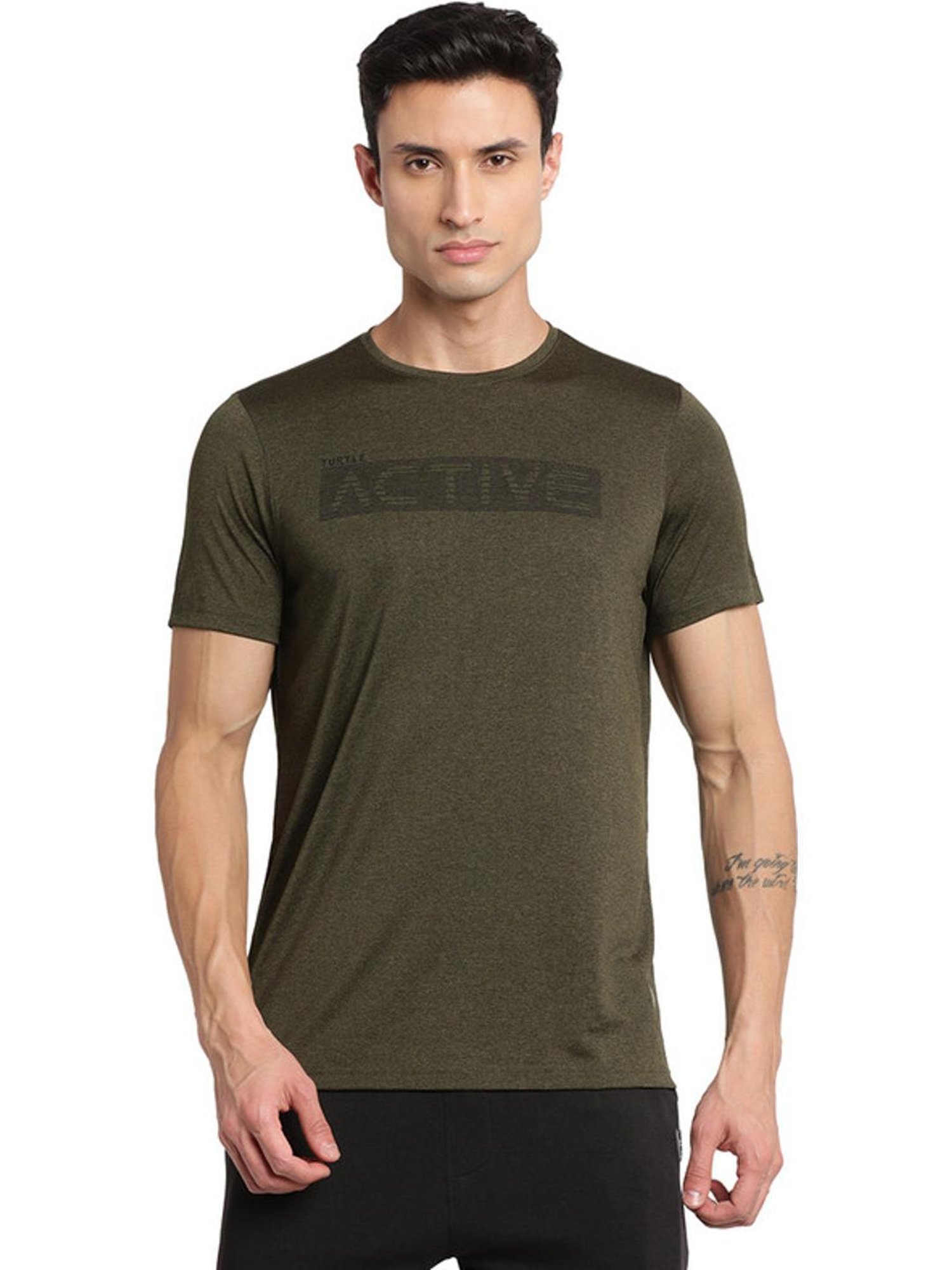 Turtle Green Slim Fit Printed T-Shirts